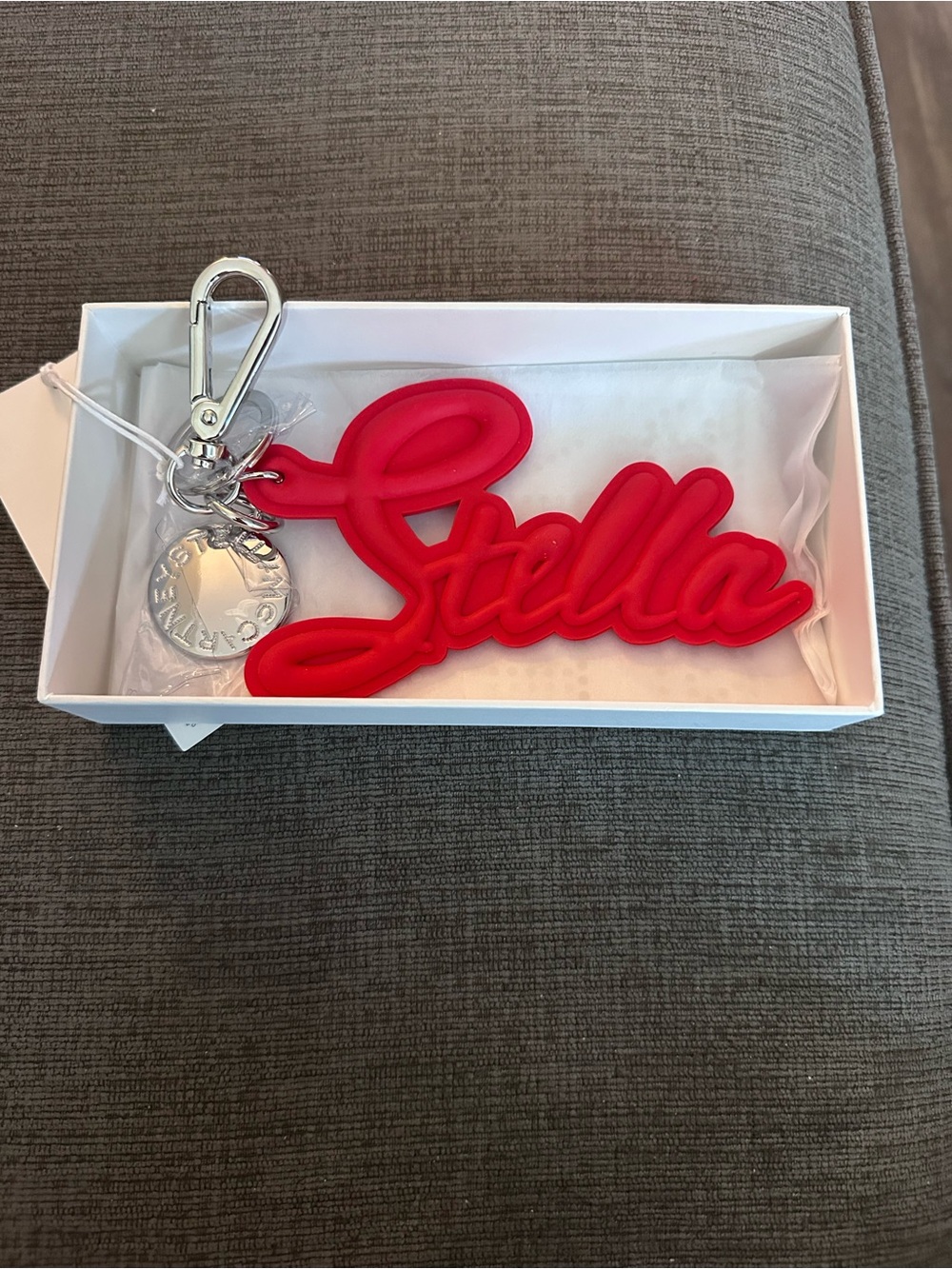 Stella McCartney Red Logo Keychain with Silver Tone Hardware - Picture 2 of 2